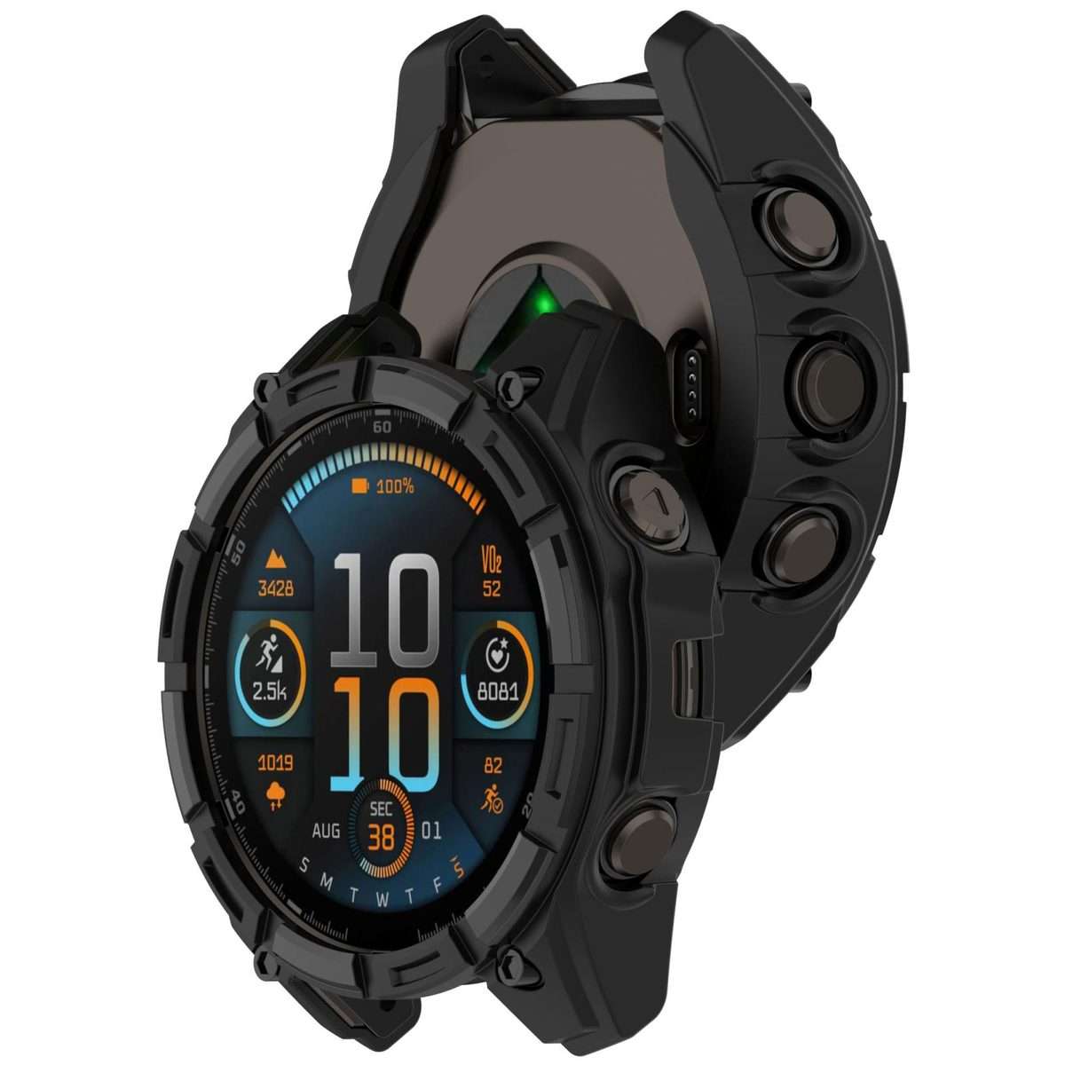 For Garmin Fenix 8 Pro 47mm AMOLED Armor Hollow TPU Half Coverage Watch Protective Cover(Black)