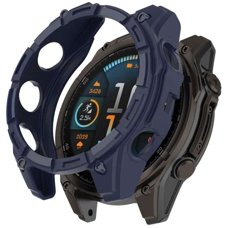 For Garmin Fenix 8 Pro 47mm AMOLED Armor Hollow TPU Half Coverage Watch Protec ... (Midnight Blue)