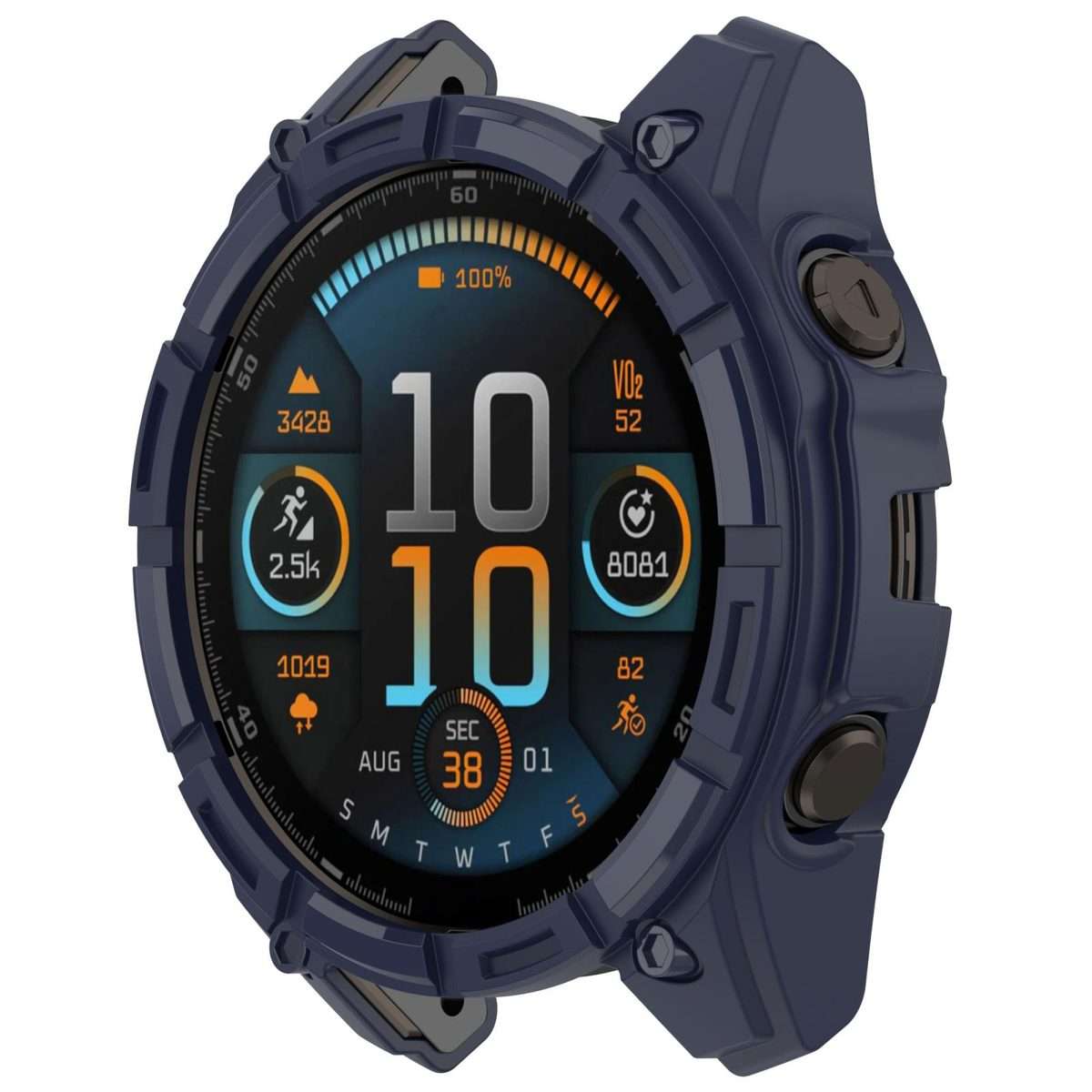 For Garmin Fenix 8 Pro 47mm AMOLED Armor Hollow TPU Half Coverage Watch Protec ... (Midnight Blue)
