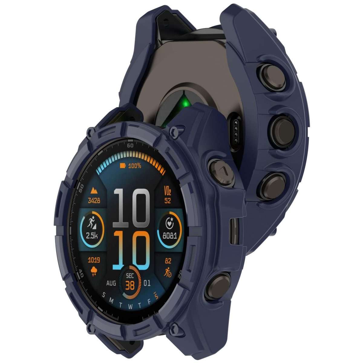 For Garmin Fenix 8 Pro 47mm AMOLED Armor Hollow TPU Half Coverage Watch Protec ... (Midnight Blue)