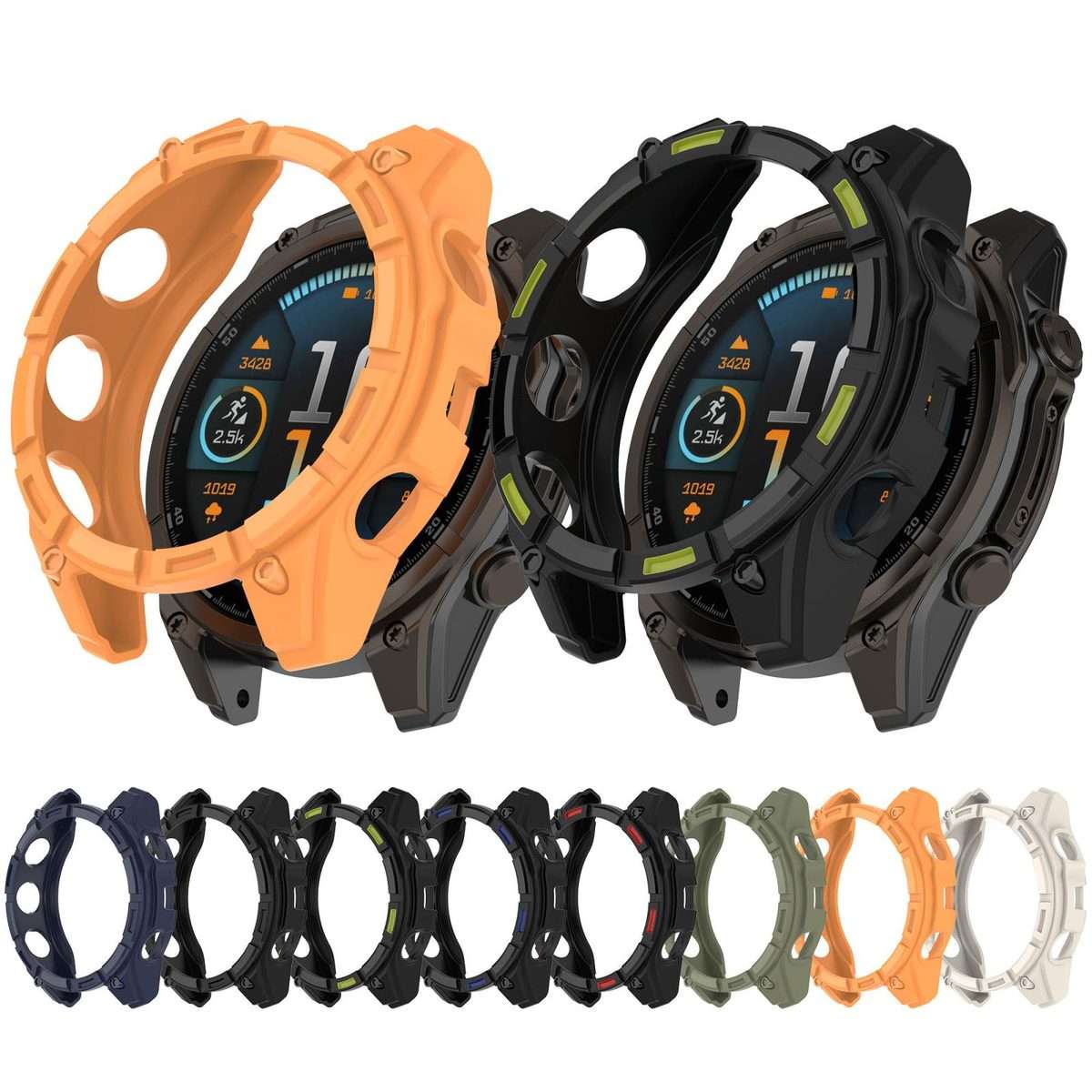 For Garmin Fenix 8 Pro 47mm AMOLED Armor Hollow TPU Half Coverage Watch Protec ... (Midnight Blue)