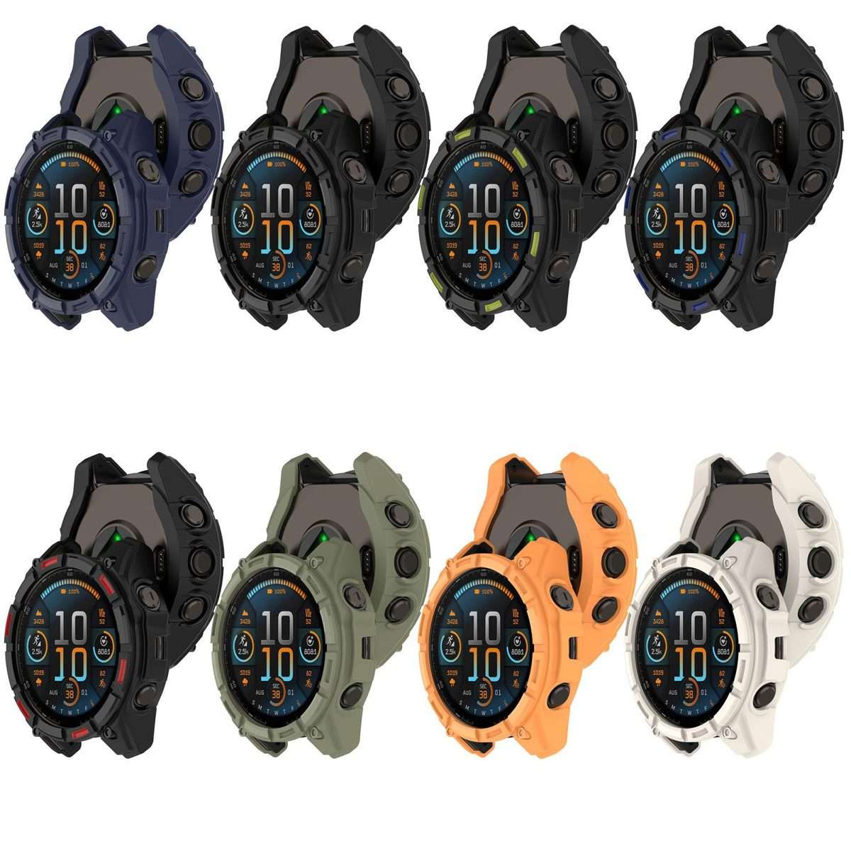 For Garmin Fenix 8 Pro 47mm AMOLED Armor Hollow TPU Half Coverage Watch Protec ... (Midnight Blue)