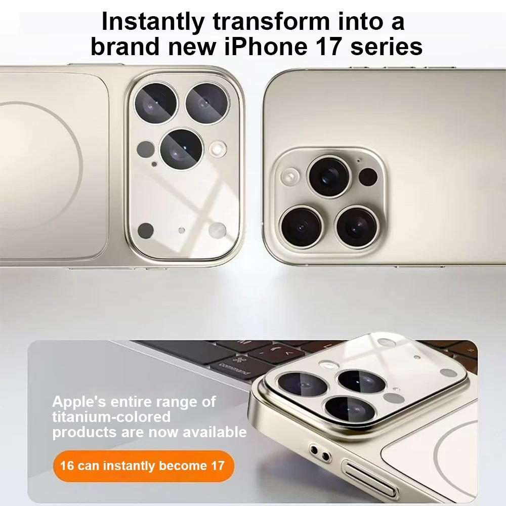 For iPhone 12 Pro Max Change to 17 Big Lens Window Frosted MagSafe Phone Case(Orange)