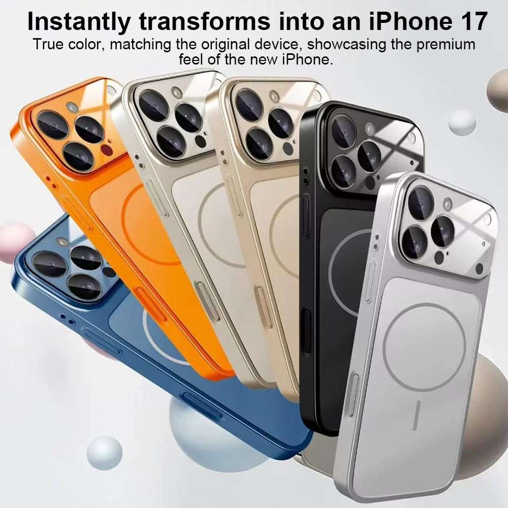 For iPhone 13 Pro Max Change to 17 Big Lens Window Frosted MagSafe Phone Case(Black)