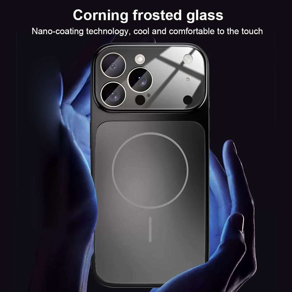 For iPhone 14 Pro Max Change to 17 Big Lens Window Frosted MagSafe Phone Case(Orange)