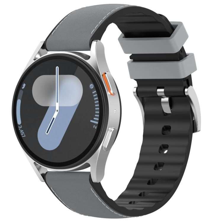 22mm Silicone Hybrid Leather Quick Release Watch Band(Grey)
