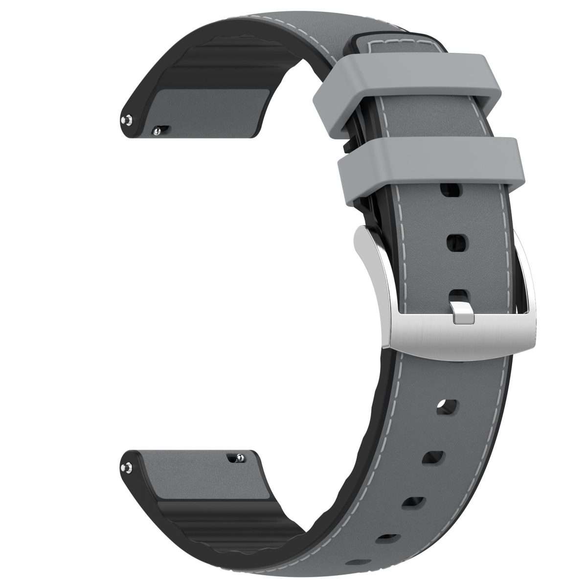 22mm Silicone Hybrid Leather Quick Release Watch Band(Grey)