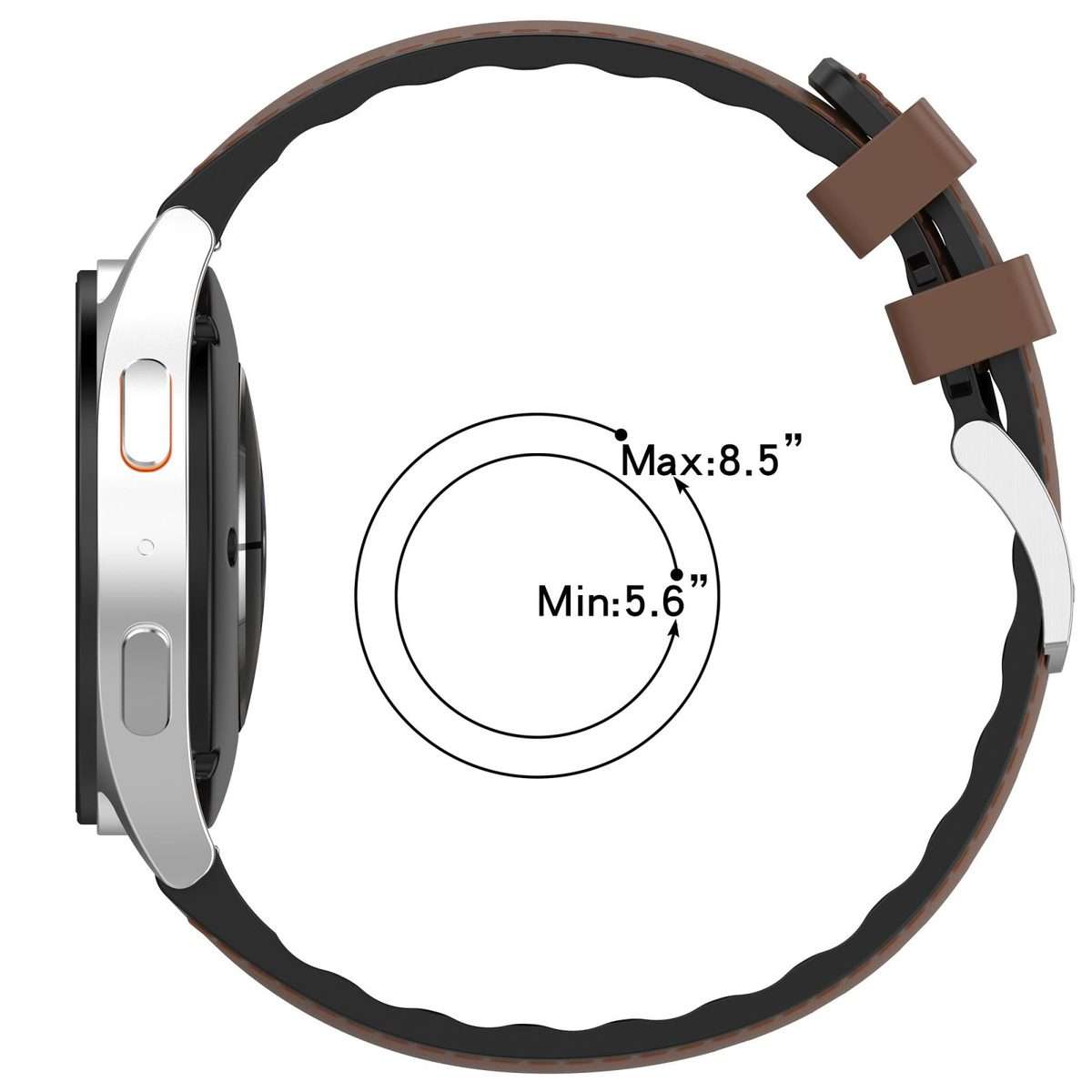 22mm Silicone Hybrid Leather Quick Release Watch Band(Grey)
