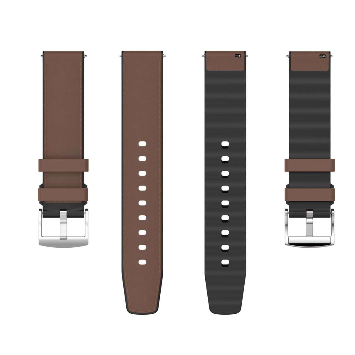 22mm Silicone Hybrid Leather Quick Release Watch Band(Grey)