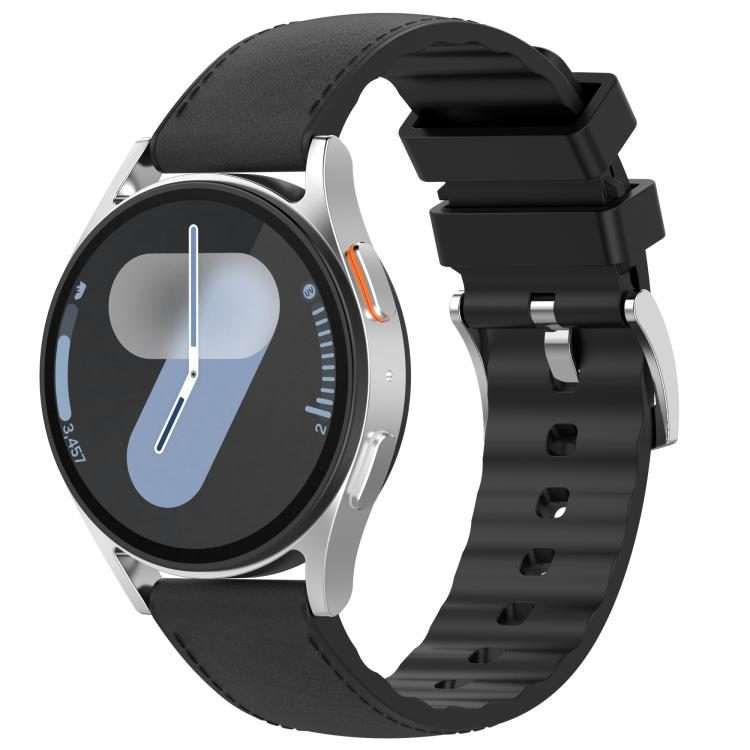 20mm Silicone Hybrid Leather Quick Release Watch Band(Black)
