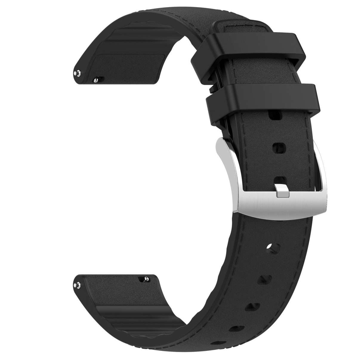 20mm Silicone Hybrid Leather Quick Release Watch Band(Black)