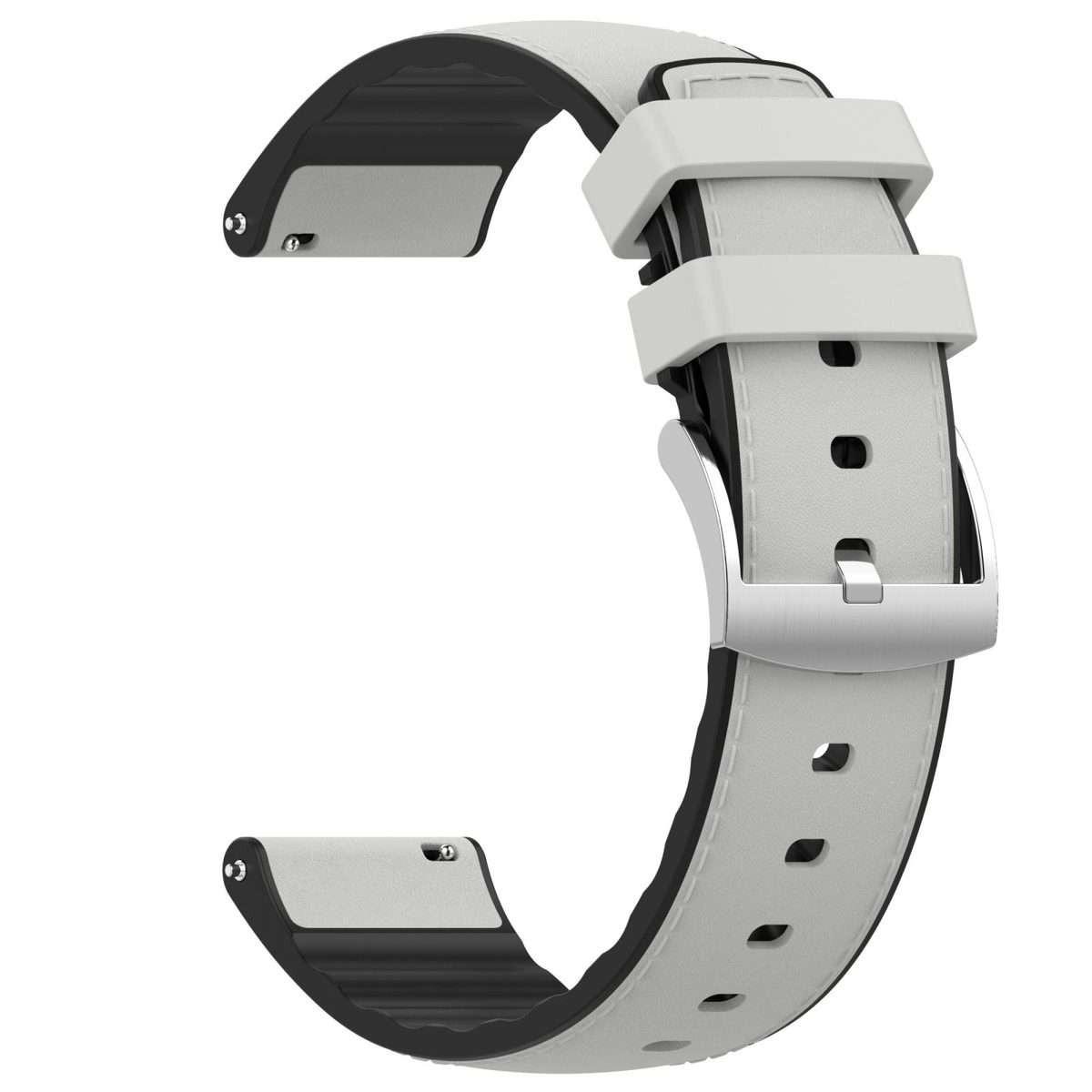 20mm Silicone Hybrid Leather Quick Release Watch Band(Beige)