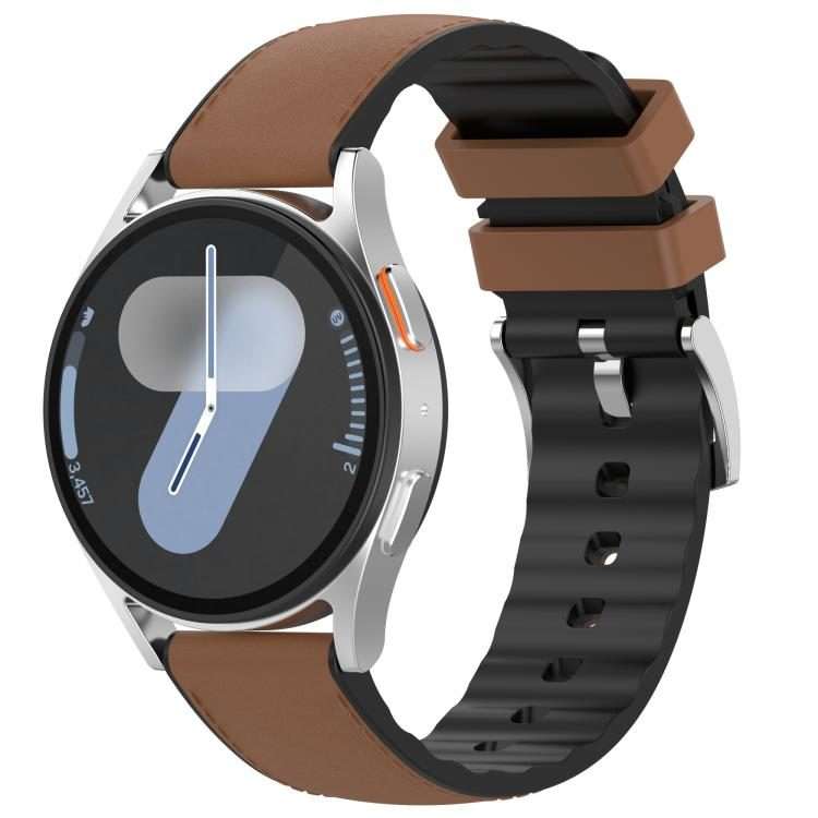 20mm Silicone Hybrid Leather Quick Release Watch Band(Light Brown)