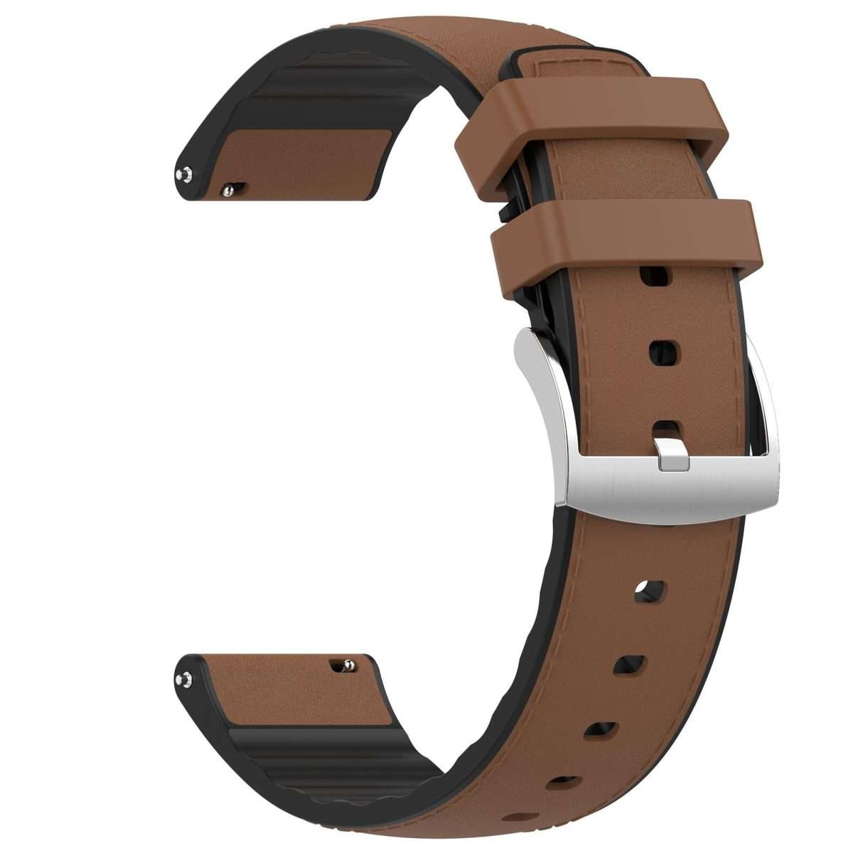 20mm Silicone Hybrid Leather Quick Release Watch Band(Light Brown)