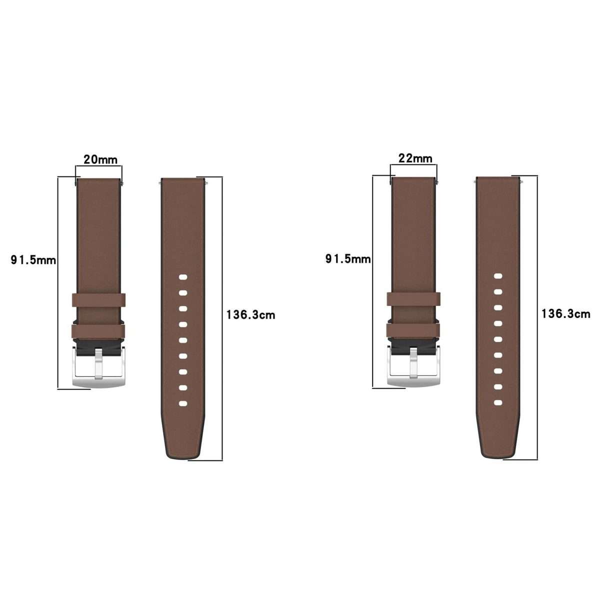 20mm Silicone Hybrid Leather Quick Release Watch Band(Light Brown)