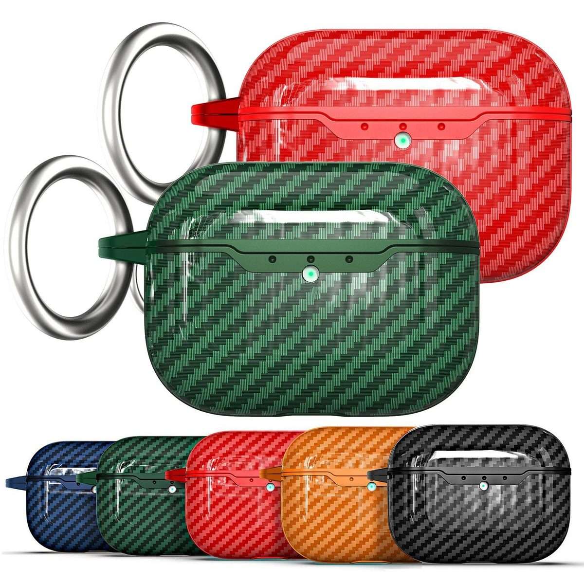 For AirPods Pro 3 Carbon Fiber TPU Earphone Protective Cover(Red)