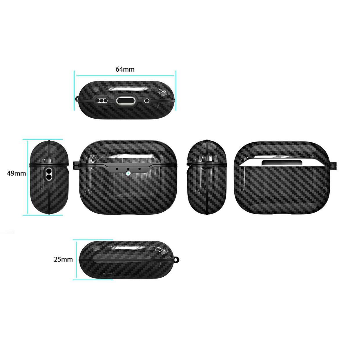 For AirPods Pro 3 Carbon Fiber TPU Earphone Protective Cover(Red)