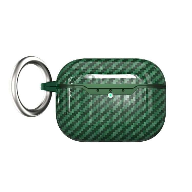 For AirPods Pro 2 Carbon Fiber TPU Earphone Protective Cover(Green)
