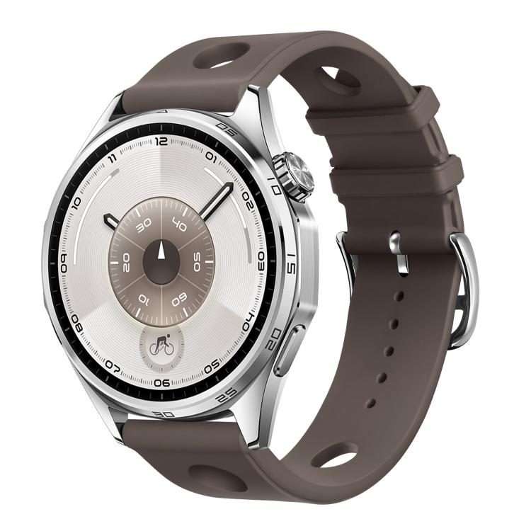 18mm Ladder Buckle Solid Color Holes Silicone Watch Band(Titanium Grey)