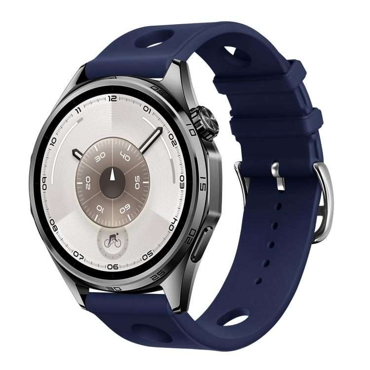 18mm Ladder Buckle Solid Color Holes Silicone Watch Band(Midnight Blue)