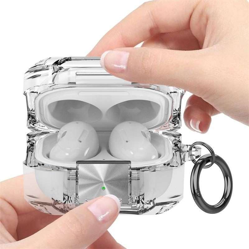 For Galaxy Buds Live / Pro / 2 / 2 Pro / FE Four Corner Air Bag Shockproof ... (Transparent Black)