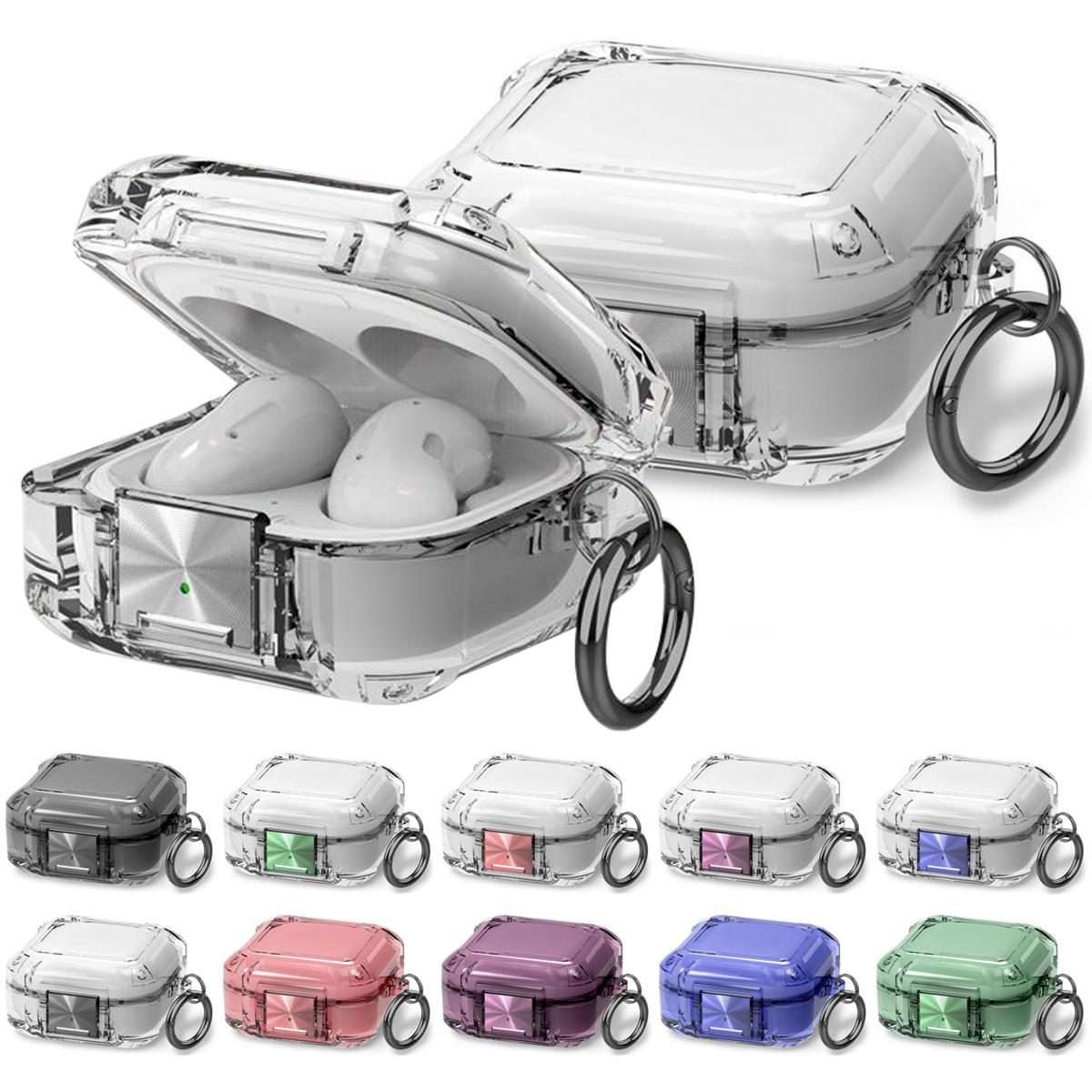 For Galaxy Buds Live / Pro / 2 / 2 Pro / FE Four Corner Air Bag Shockpro ... (Transparent + Black)