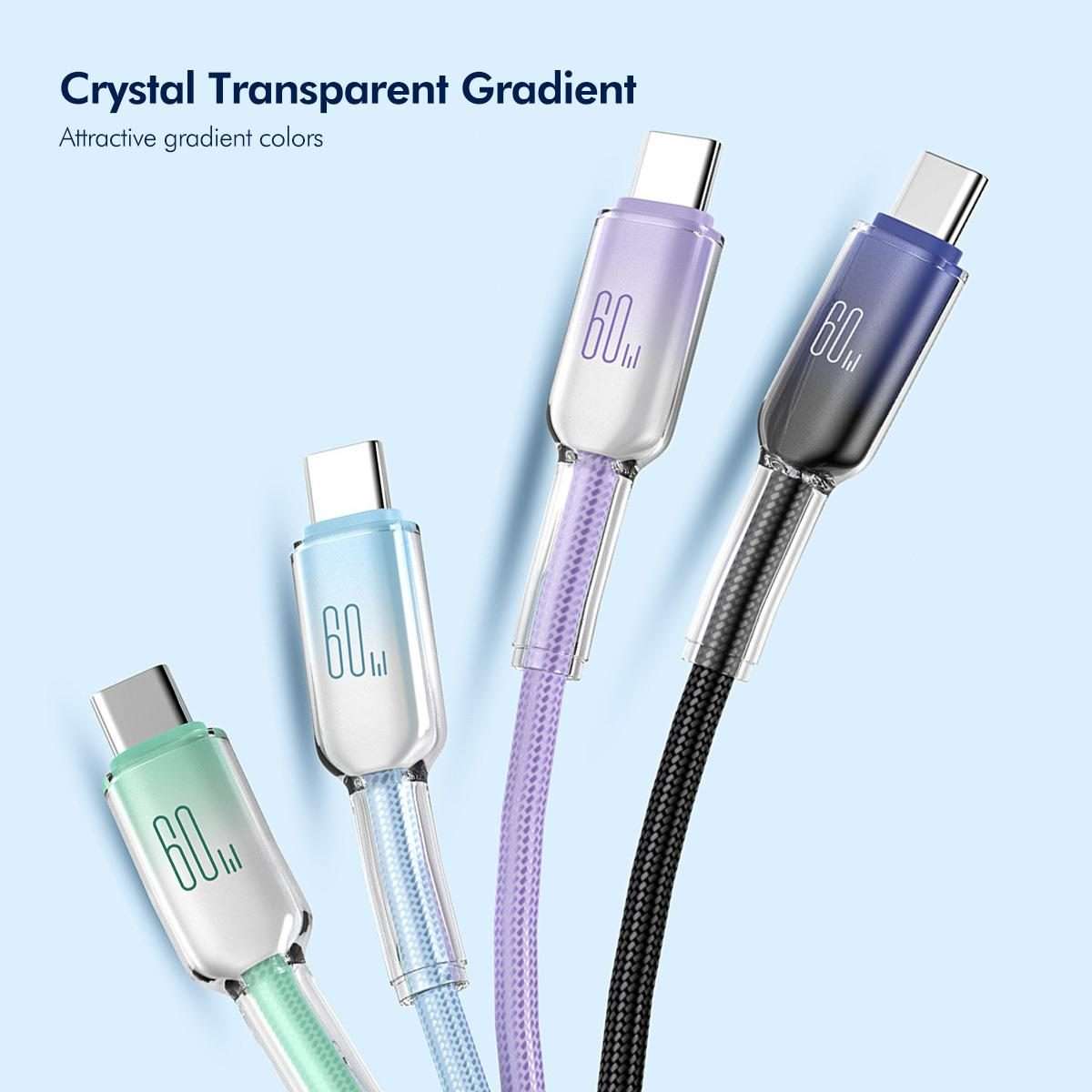ENKAY PD60W Type-C to Type-C Gradient Color Nylon Braided Charging Data Cable, Length:2m(Pink)