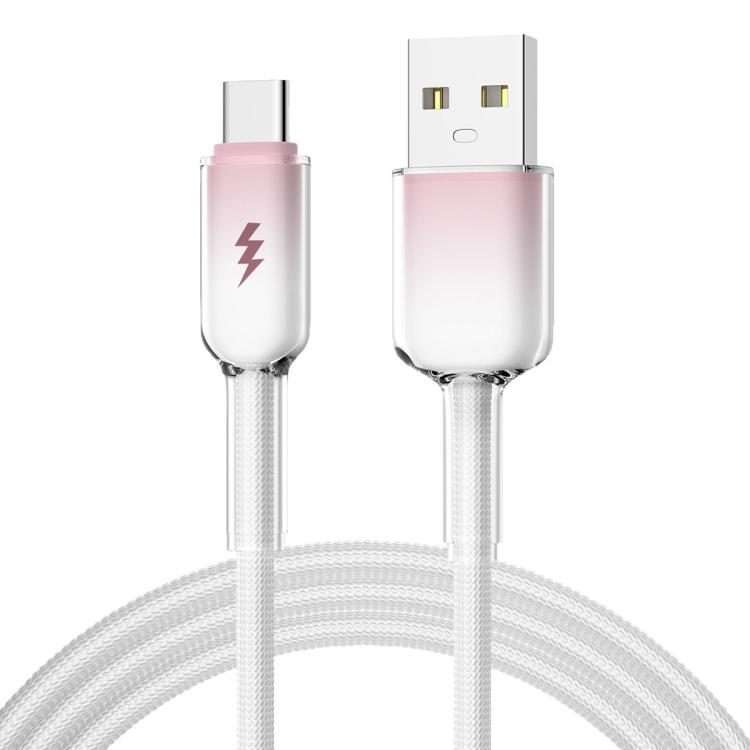 ENKAY 60W USB to Type-C Gradient Color Nylon Braided Fast Charging Data Cable, Length:1m(Pink)