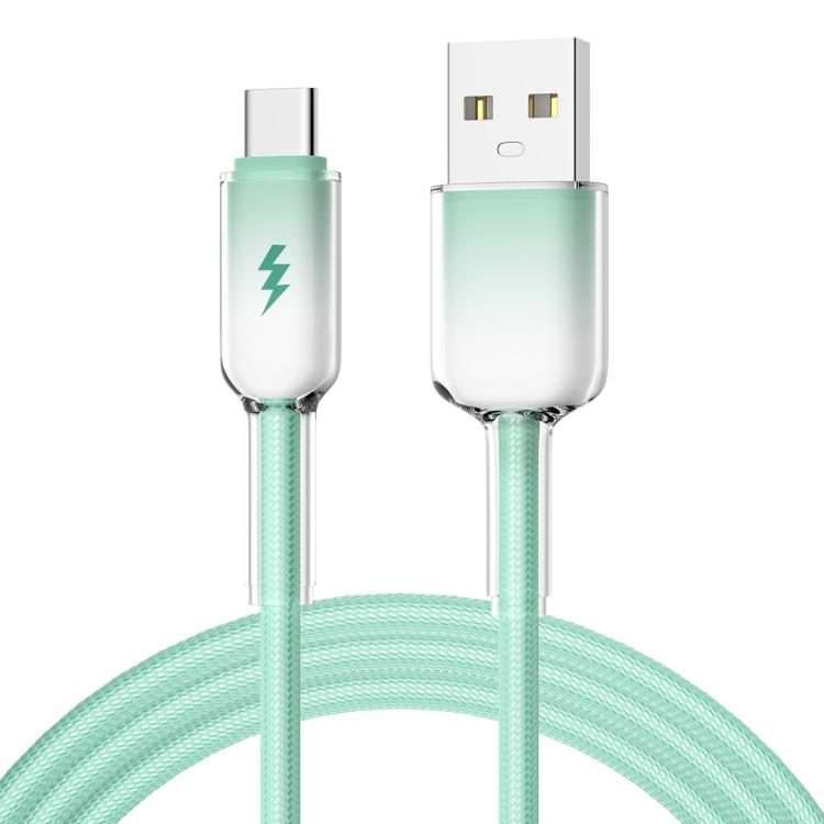ENKAY 60W USB to Type-C Gradient Color Nylon Braided Fast Charging Data Cable, Length:1m(Green)