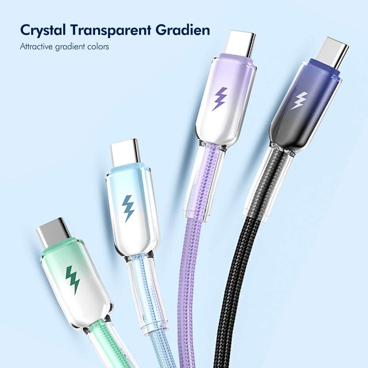 ENKAY 60W USB to Type-C Gradient Color Nylon Braided Fast Charging Data Cable, Len ... (Dark Blue)