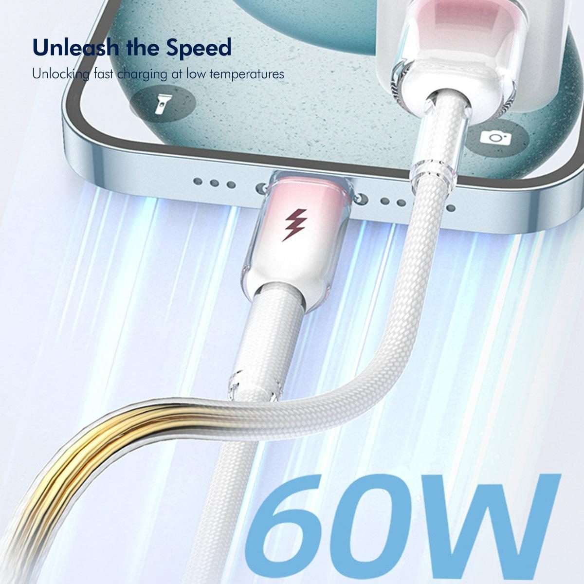 ENKAY 60W USB to Type-C Gradient Color Nylon Braided Fast Charging Data Cable, Len ... (Dark Blue)