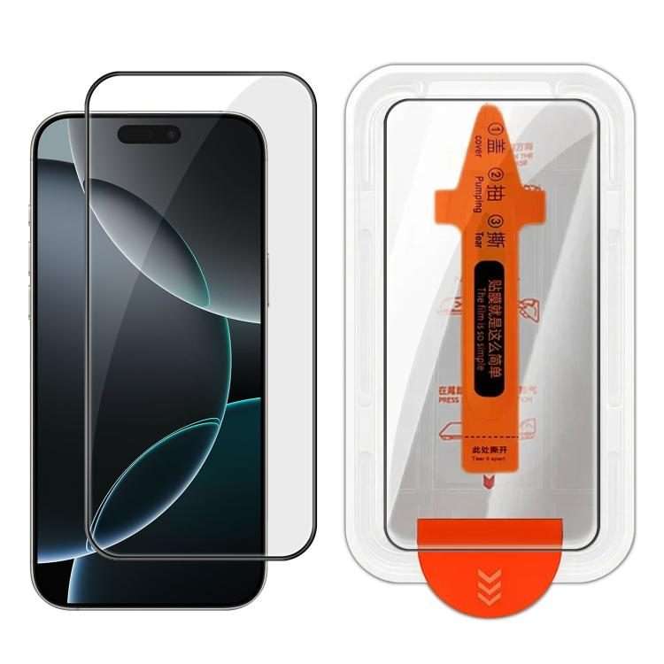For iPhone 16 Pro Max Easy Install Box Dust-Free Clear Screen-printed HD Tempered Glass Film