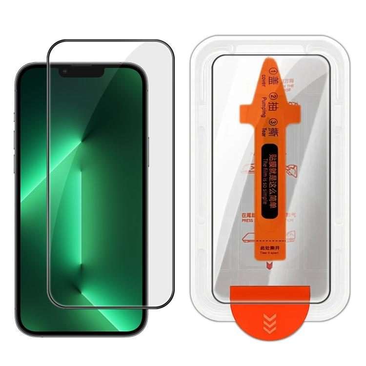 For iPhone 13 Pro Max Easy Install Box Dust-Free Clear Screen-printed HD Tempered Glass Film