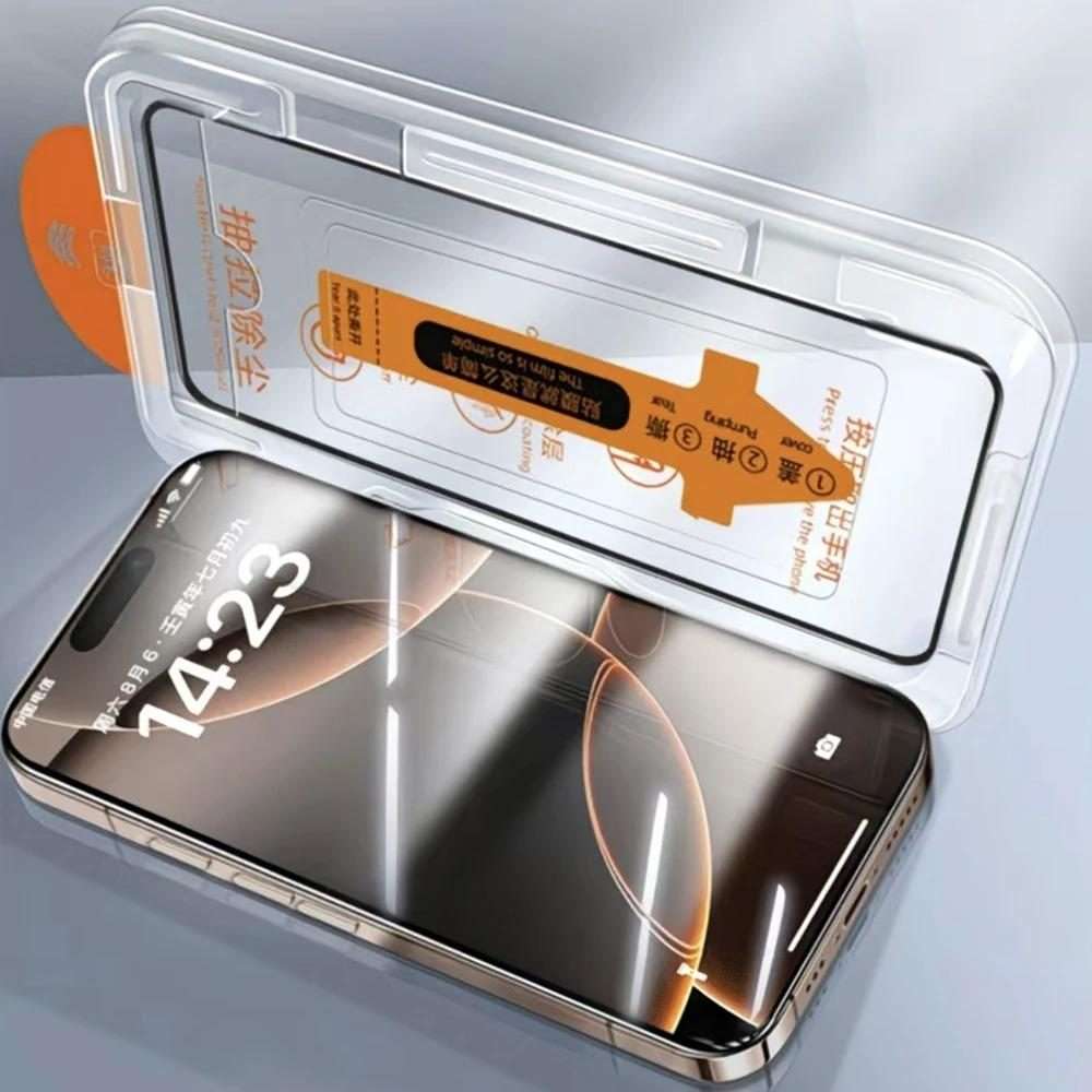 For iPhone 13 Pro Max Easy Install Box Dust-Free Clear Screen-printed HD Tempered Glass Film