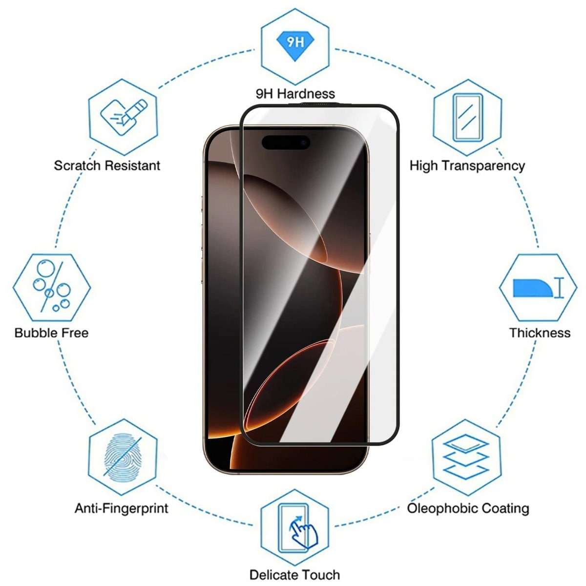 For iPhone 13 Pro Max Easy Install Box Dust-Free Clear Screen-printed HD Tempered Glass Film