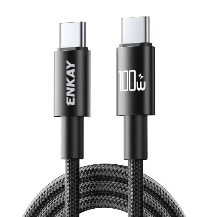 ENKAY PD100W USB-C / Type-C to Type-C Nylon Braided Fast Charging Cable with E-Marker ... (Black)