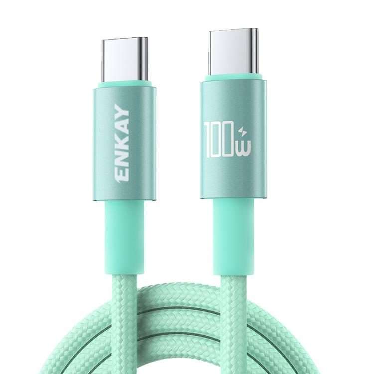 ENKAY PD100W USB-C / Type-C to Type-C Nylon Braided Fast Charging Cable with E-Marker ... (Green)