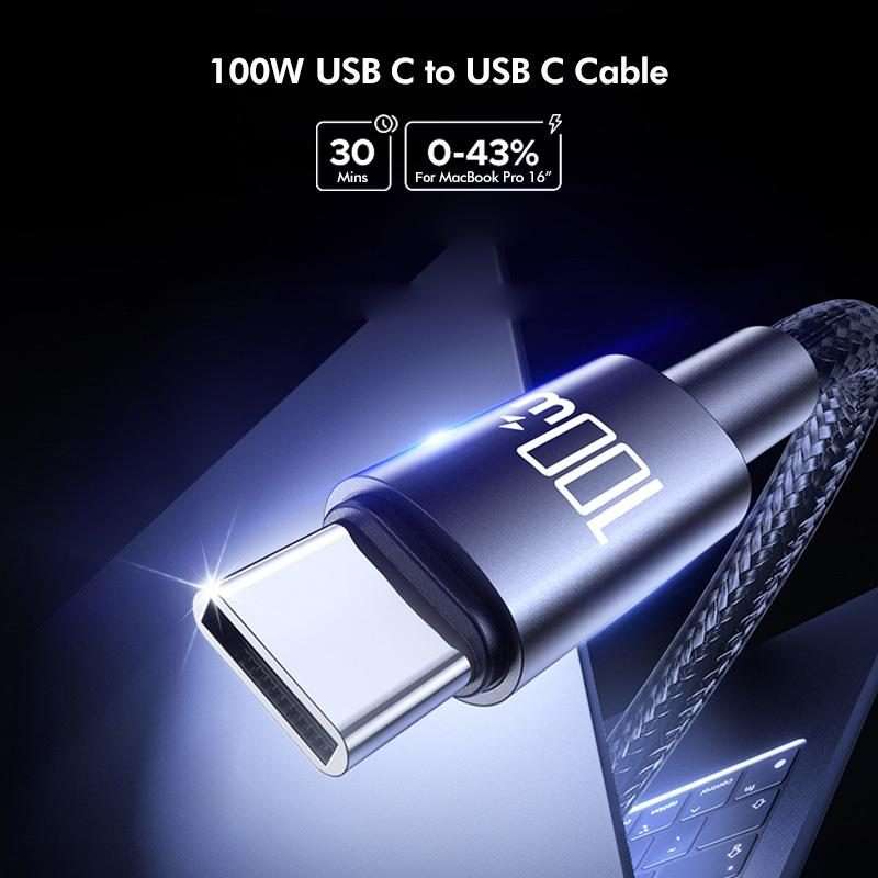 ENKAY PD100W USB-C / Type-C to Type-C Nylon Braided Fast Charging Cable with E-Ma ... (Light Blue)