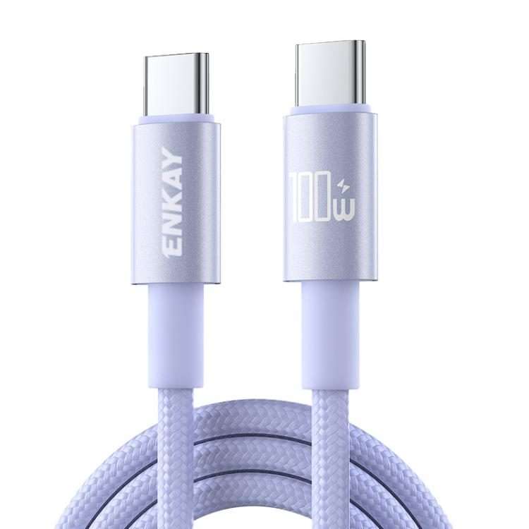 ENKAY PD100W USB-C / Type-C to Type-C Nylon Braided Fast Charging Cable with E-Marker ... (Purple)