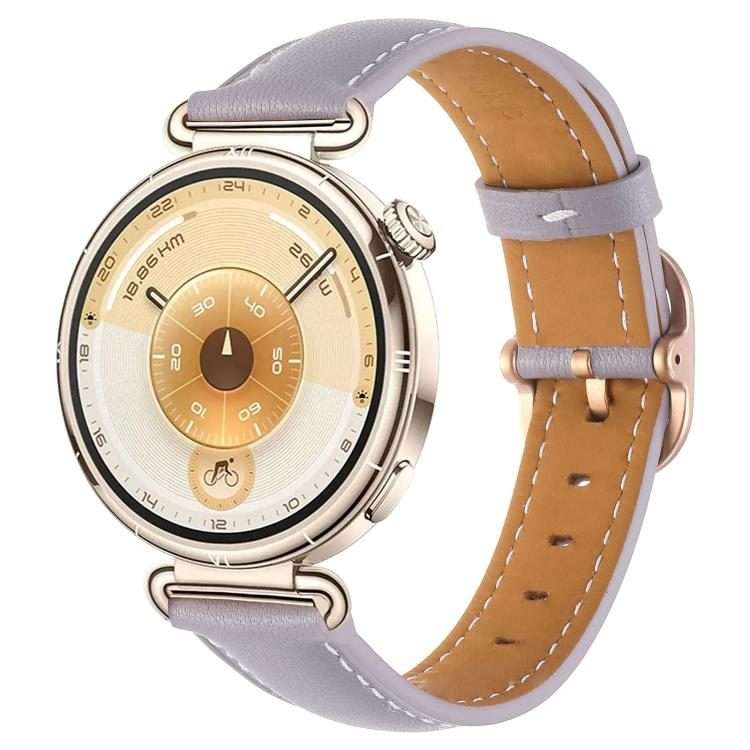18mm Square Buckle Plain Weave Leather Watch Band(Purple)