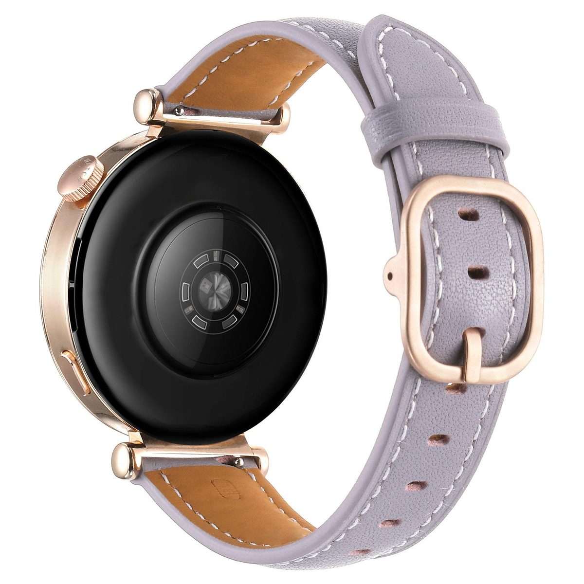 18mm Square Buckle Plain Weave Leather Watch Band(Purple)