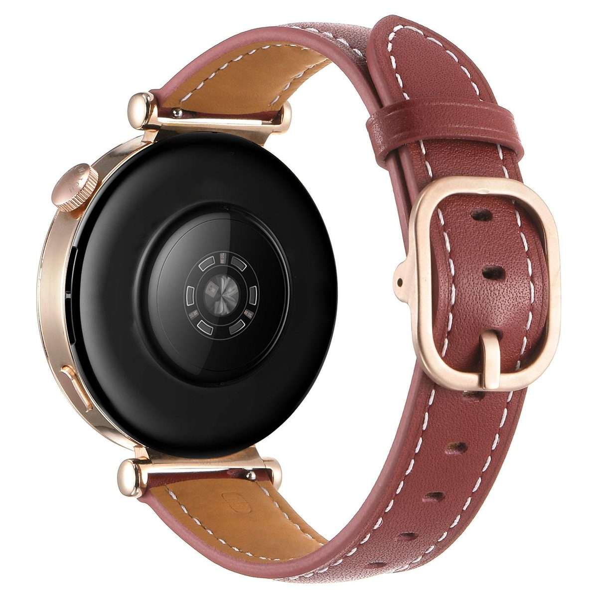 18mm Square Buckle Plain Weave Leather Watch Band(Wine Red)