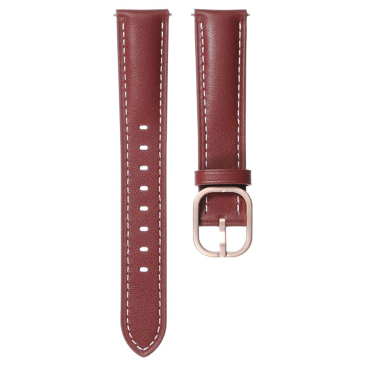 18mm Square Buckle Plain Weave Leather Watch Band(Wine Red)
