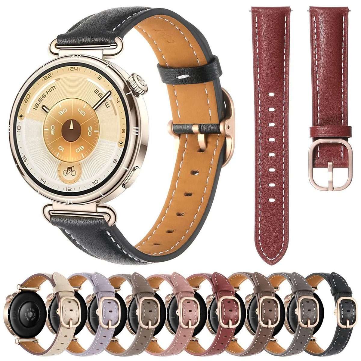 18mm Square Buckle Plain Weave Leather Watch Band(Wine Red)