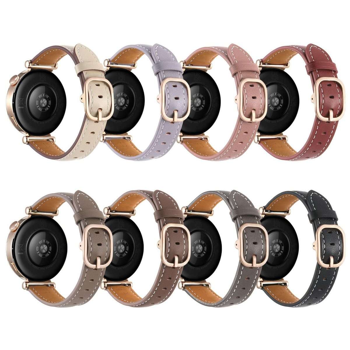 18mm Square Buckle Plain Weave Leather Watch Band(Beige)