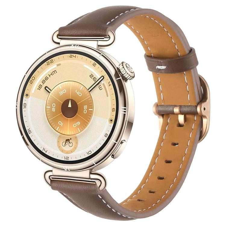 18mm Square Buckle Plain Weave Leather Watch Band(Brown)