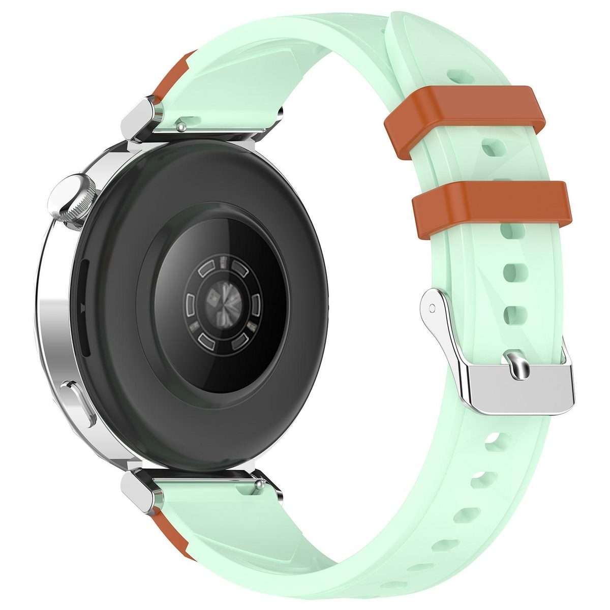 18mm Triangular Diamond Texture Two Color Silicone Watch Band(Mint Brown)