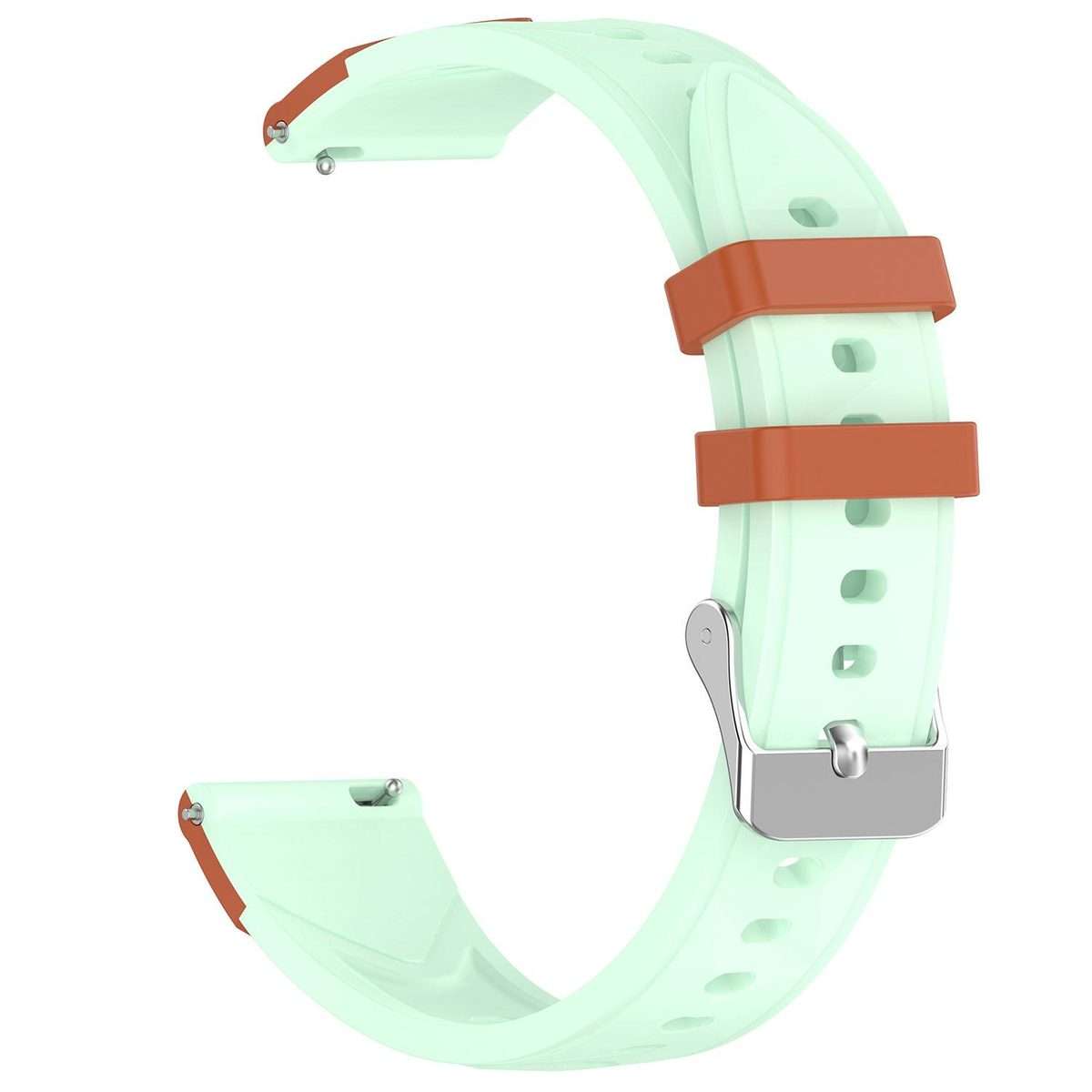 18mm Triangular Diamond Texture Two Color Silicone Watch Band(Mint Brown)