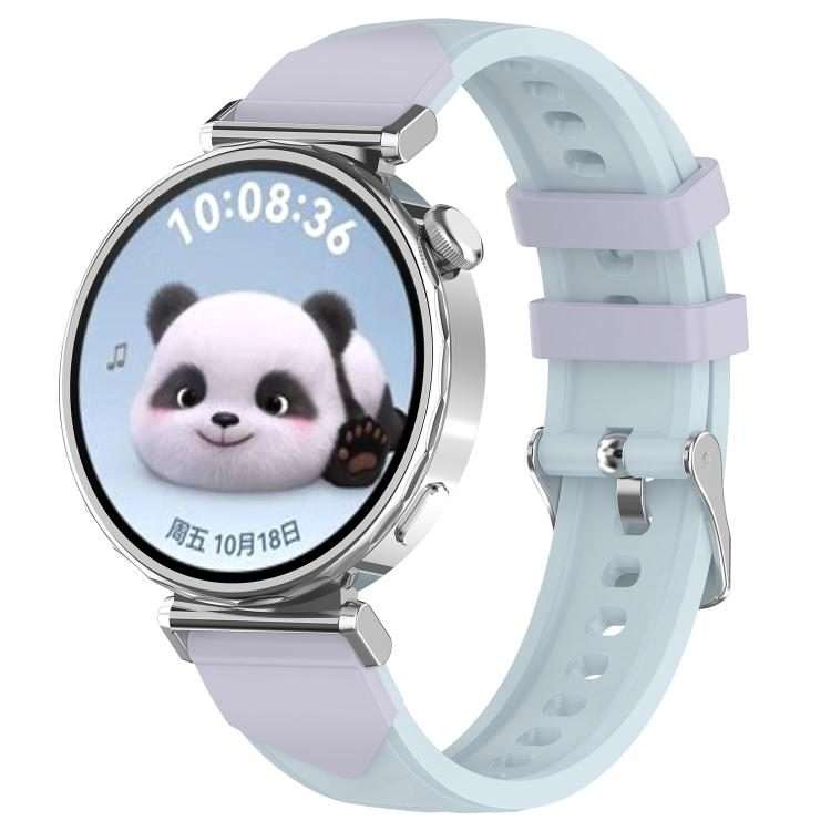 18mm Triangular Diamond Texture Two Color Silicone Watch Band(Icy Crystal Blue Purple)