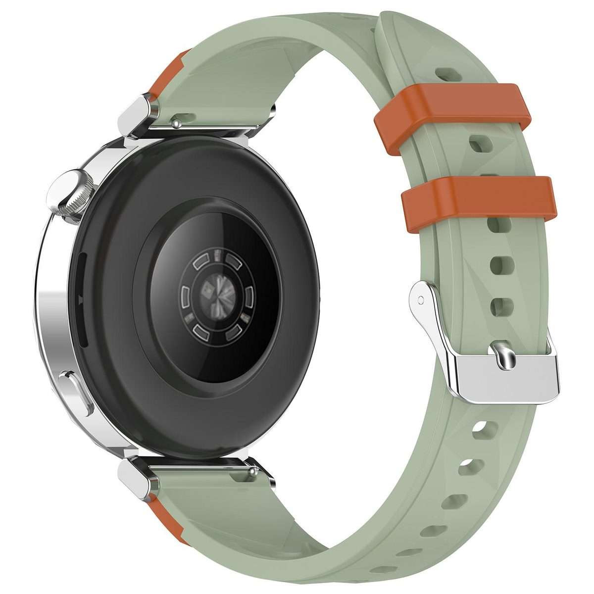 18mm Triangular Diamond Texture Two Color Silicone Watch Band(Herbaceous Brown)